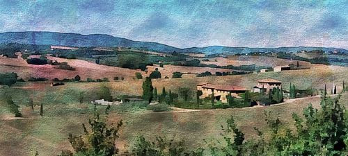 Umbrisch landschap met agriturismo Impressionist