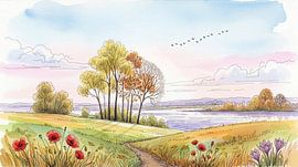 Spring Meadow by the River by Markus Gann