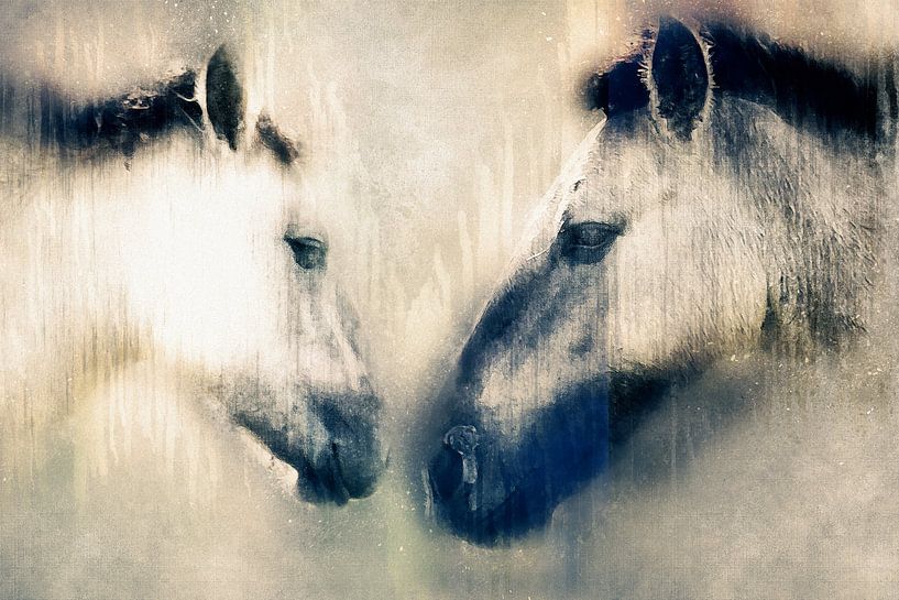 Begrüßung zwischen 2 konik pferde (Kunst) von Art by Jeronimo