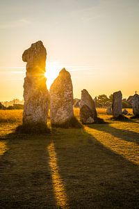 Steinreihen von Lagatjar zum Sonnenaufgang, bei Camaret-sur-Mer, Bretagne