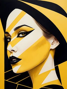 Pop Art Vrouwenportret Abstract Geometrische Kunst