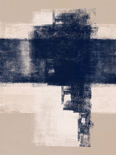 Just Tan & Indigo | Expressief Minimalistisch Abstract