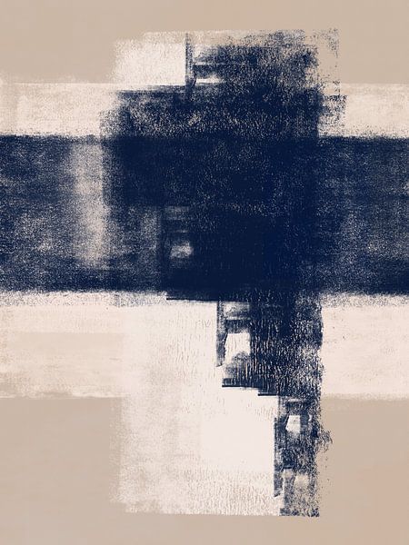 Just Tan &amp; Indigo | Expressive Minimalist Abstract by Menega Sabidussi