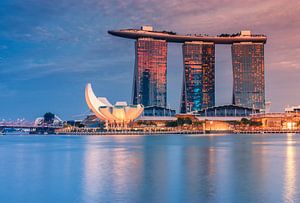 Skyline Singapore at night van Ilya Korzelius