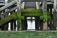 Nahaufnahme von am Strand auf einer Treppe des Piers