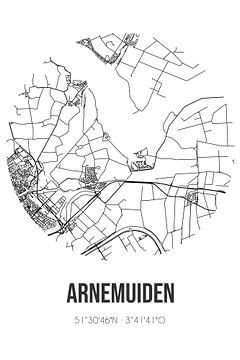Arnemuiden (Zeeland) | Landkaart | Zwart-wit van MijnStadsPoster