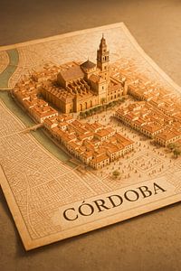 Cordoba Mezquita Moschee-Kathedrale 3D Karte - Historische Spanien Kunst