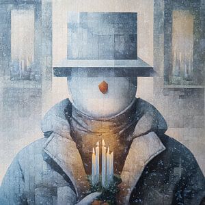 Schneemann mit Kerzen