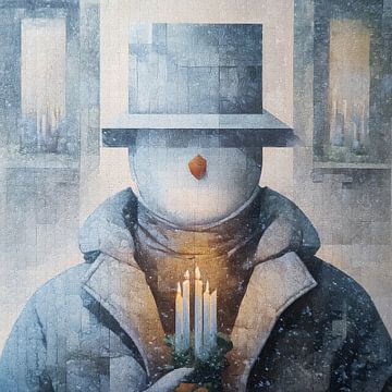 Snowman With Candles by ARTEO Paintings