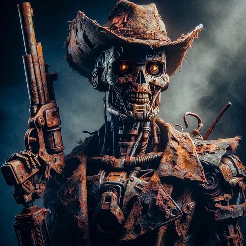 Dystopian robot bounty hunter