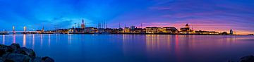 Panorama skyline Kampen at the river during a breathtaking sunset 1