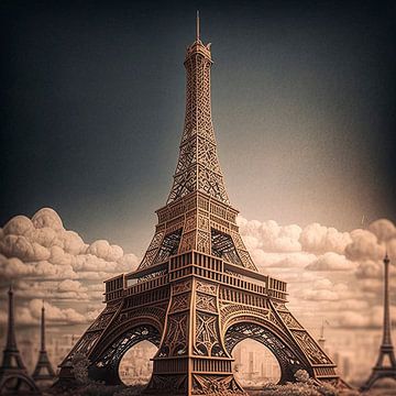 Eiffelturm in den Wolken von Harvey Hicks