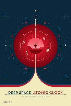 STK204953S-Deep Space Atomic Clock poster, rode versie. van Stocktrek Images