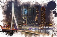 De Erasmusbrug in Rotterdam (Feyenoord ART Editie) van MS Fotografie | Marc van der Stelt thumbnail
