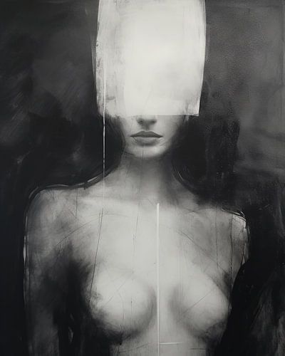 Modern abstract portrait, charcoal by Carla Van Iersel