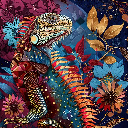 Painting Colourful iguana