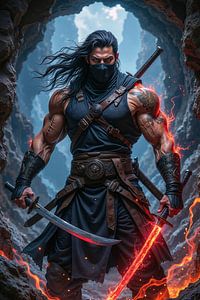 Dark Fantasy Wandbild: KARVEX – Der Krieger der mächtigen Schwerter