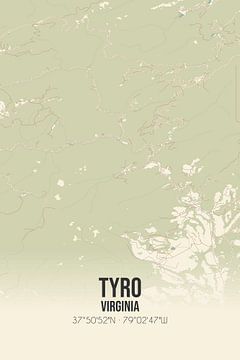 Carte ancienne de Tyro (Virginie), USA. sur Rezona