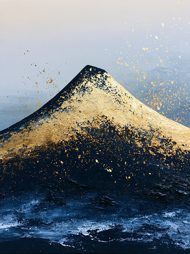 Gouden Berg – Modern abstract landschap met bladgoud