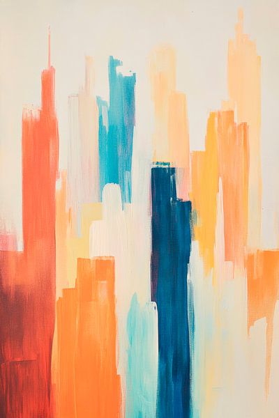 Abstract stadslandschap in kleuren van Poster Art Shop
