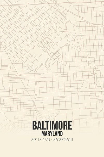 Alte Karte von Baltimore (Maryland), USA. von Ortsdrucke
