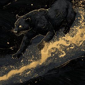 Schwarzer Panther im goldenen Staub von Pixelbull Design