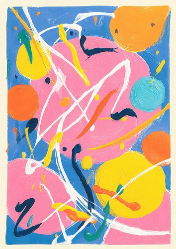 Zwevende bollen - Abstracte risograafkunst