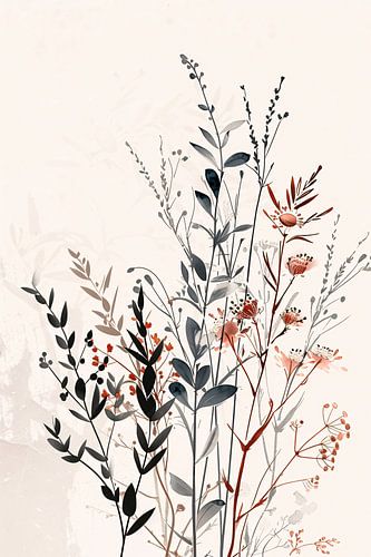 Botanische bloemen en takken kunst