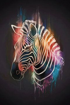 Buntes Zebra im abstrakten Stil von De Muurdecoratie