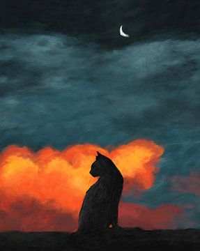Schoonheid Kat in het donker van Gapran Art