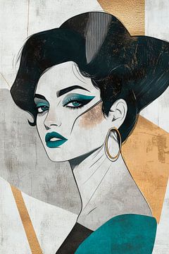 Elegance in shades of grey - Portrait Femme Fatale - Stylish by Poster Art Shop