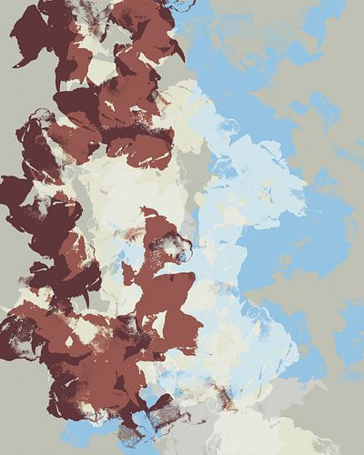 Organische vormen. Moderne abstracte kunst in bruin, wit, licht taupe