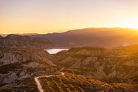 Spanish chalk landscape with sunset