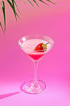 pink cocktail with palmblad van studio photoflash