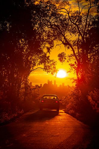 Sonnenuntergang Perth Hills ZigZag Road von Stefan Vis