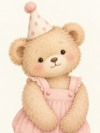 Adorable ours en peluche avec un chapeau de fête sur Thomas burnet