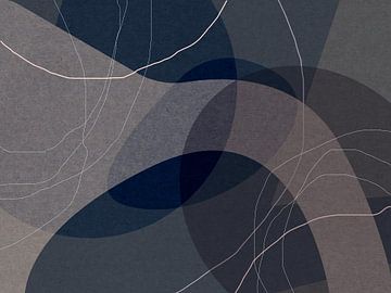 Graue, taupefarbene und braune organische Formen. Moderne abstrakte Retro-Geometrie. von Dina Dankers