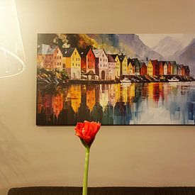 Customer photo: Village by the fjord by ARTemberaubend, on canvas