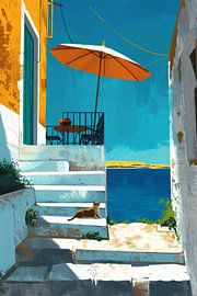 Sea view with cat friend by Poster Art Shop