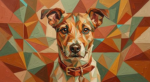 Modern Cubist Jack Russell Portrait by Angelique van den Berg