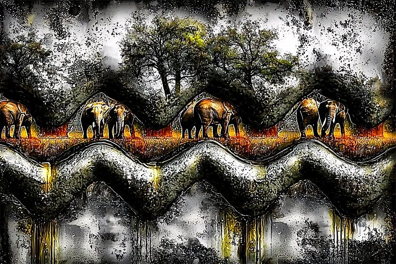 Éléphants surréalistes dans la nature par Art & Soul Creations