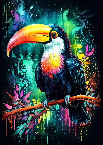 Toucan Aquarelle Néon par MIROKKU