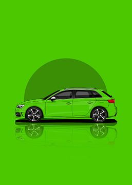 Kunstauto Audi RS3 groen van D.Crativeart