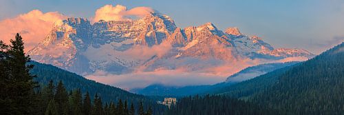 Panorama and sunrise in the Dolomites