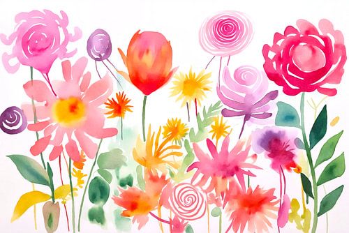 Grillige wilde bloemenwals