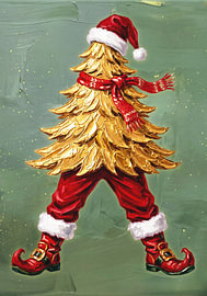 Father Christmas in gold and fir green by AidasignArt