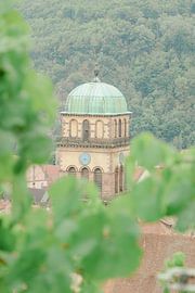 Sainte-Croix kerk in Kaysersberg, Alsace regio Frankrijk van Anke Sol