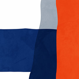 Hedendaagse minimalistische, geometrische, abstracte kunst, levendige tinten, kleurrijk van Online Arts