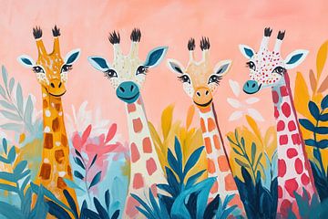 Giraffen | Vrolijke Giraffen van Blikvanger Schilderijen