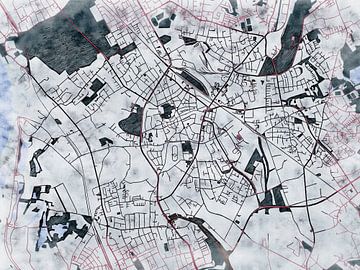 Kaart van Dinslaken in de stijl 'White Winter' van Maporia